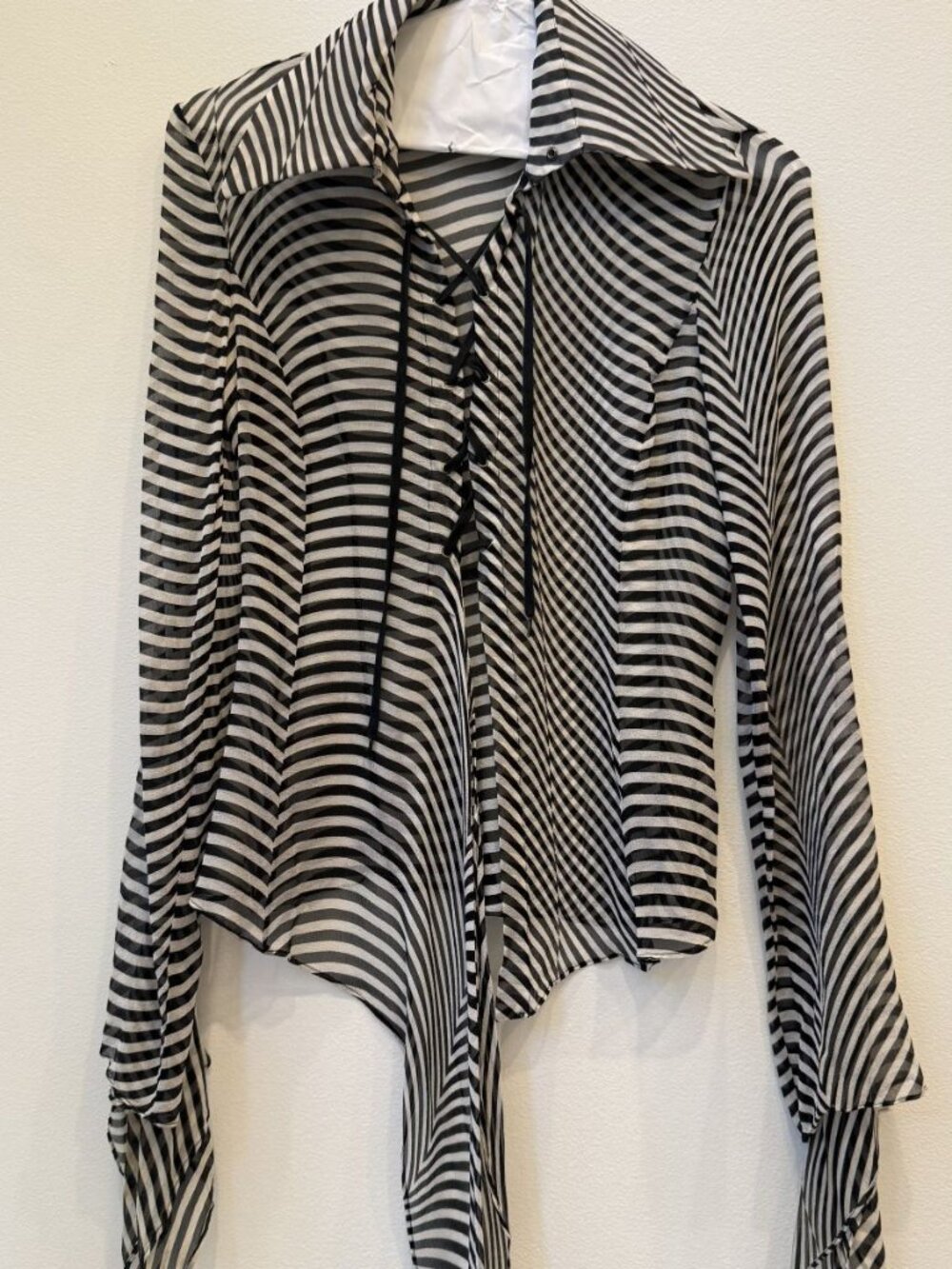 Gianfranco Ferré Vintage Silk Sheer Striped Blouse